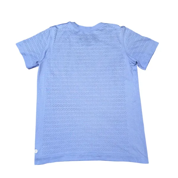 Lululemon‎ Breeze By Short Sleeve Women 4 Blue Excellent Mesh Vent Workout - Image 6