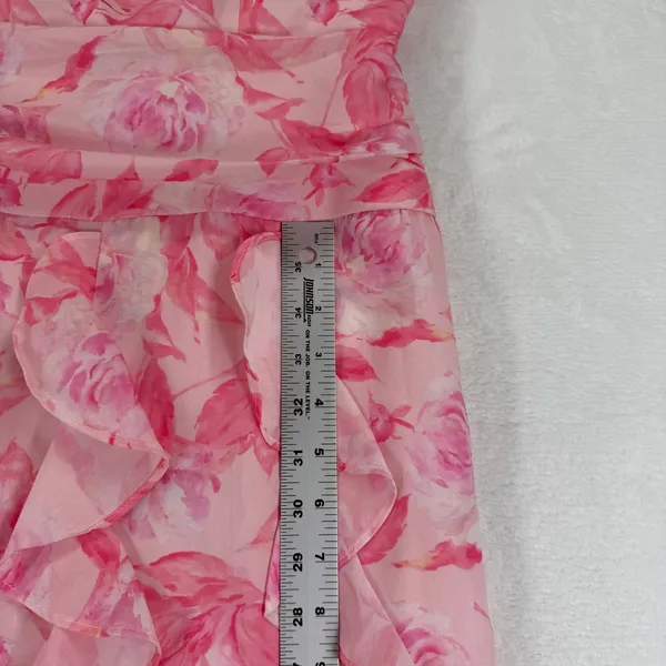Saints & Secrets Pink Floral Ruffle High-Low Maxi Dress US S Sweetheart Romantic - Image 7