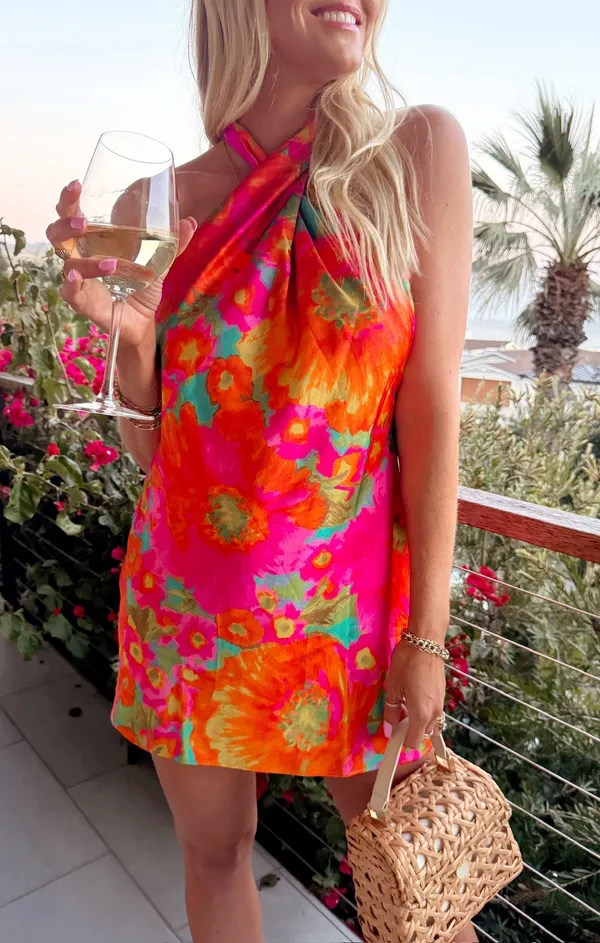Show Me Your MuMu Jasmine Tie Mini Dress in Miss Malibu - Image 4