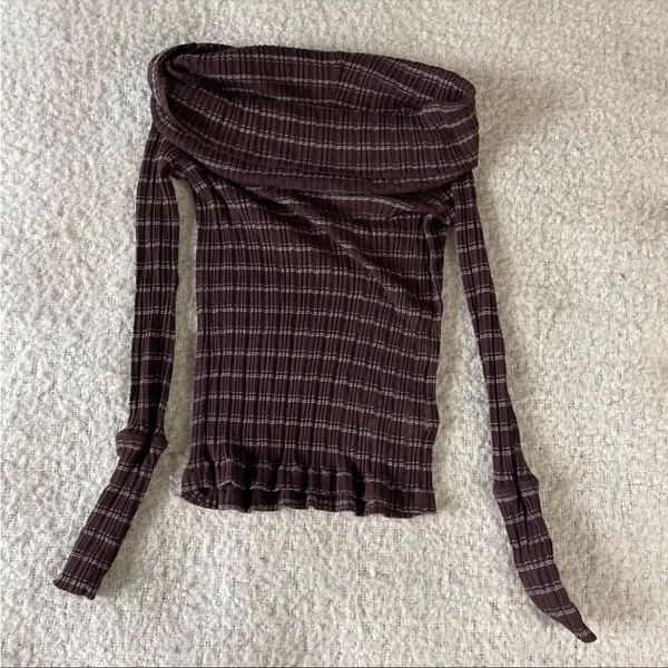 Free people brown snow bunny off the shoulder top M - Image 2
