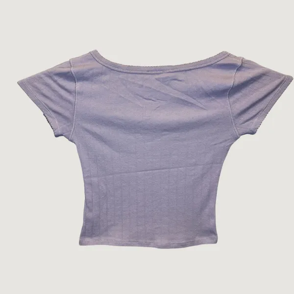 2280 | Free People Intimately End Game Scoop Neck Pointelle Baby Tee Purple XS - Image 2