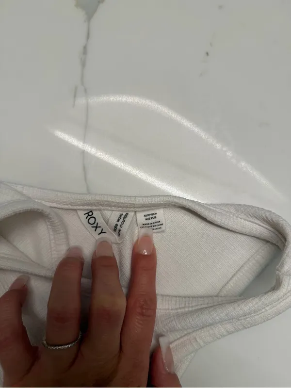 Roxy‎ White Cross-Front Ribbed Crop Top - Image 3