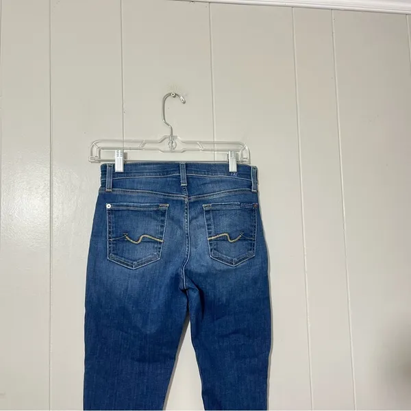 7 For All Mankind Gwenevere Skinny Jeans Distressed Blue Size 26 Low Rise - Image 7