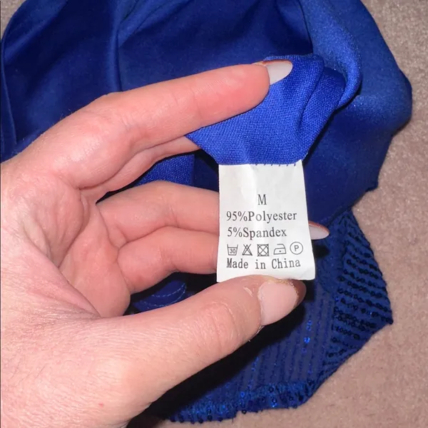 Double Lined Blue Sequin Flowy Tank Top Size M - Image 3