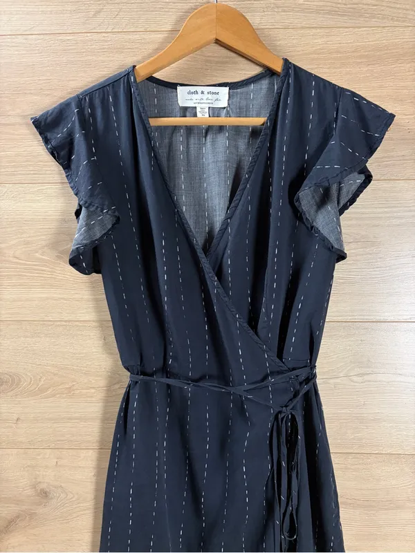 Anthropologie Black Mini Wrap Dress XS - Image 6