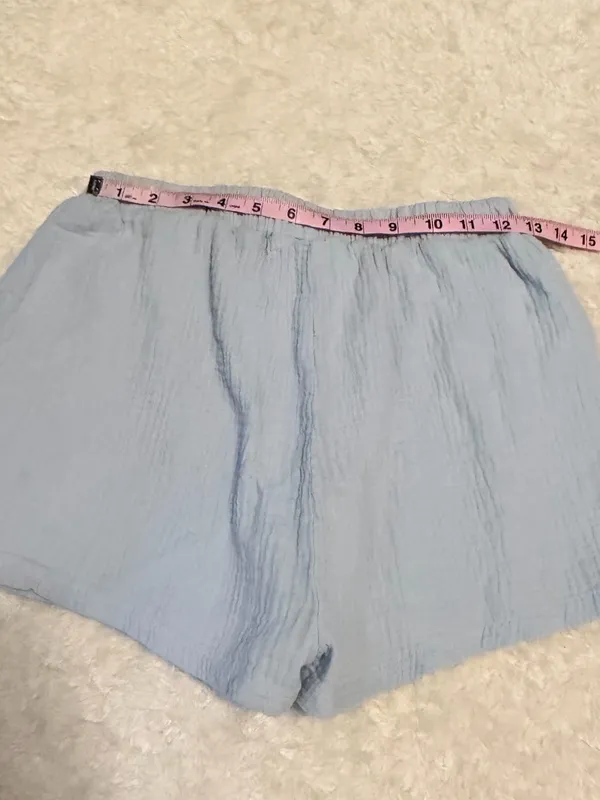 Shein medium Women's Light Blue Gauze Short-Sleeve Top & Shorts Set - Image 11