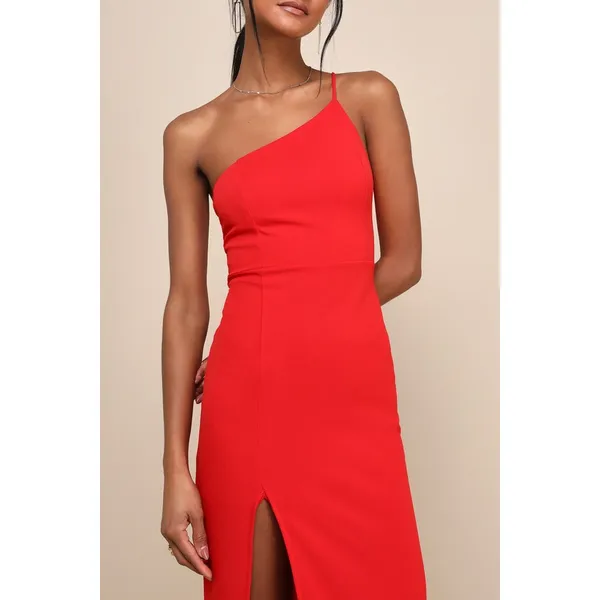 NWT Lulus Keeper of My Heart Red One-Shoulder Maxi Dress Holiday Paty Gala XXS - Image 9
