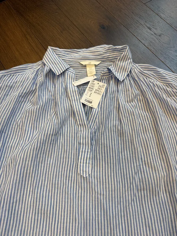 H&M Women’s Lightweight Striped Cotton Top Medium NWT - C30-001 - Image 5