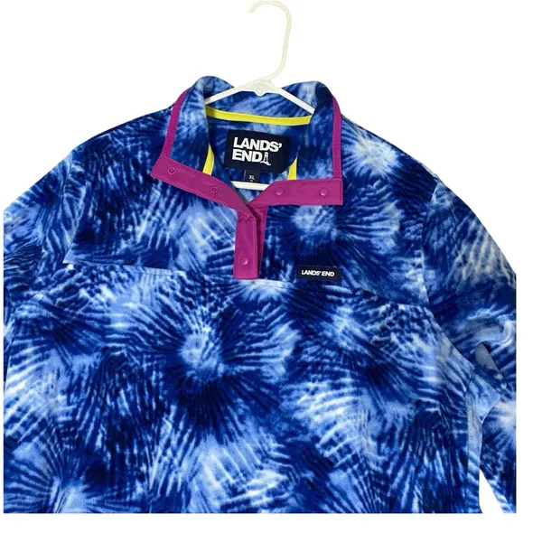 NWT LANDS' END Fleece Henley Pullover Jacket - Image 3