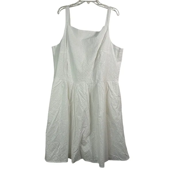 Maison Jules Sydney White Eyelet Fit and Flare Dress XXL Sleeveless - Image 2