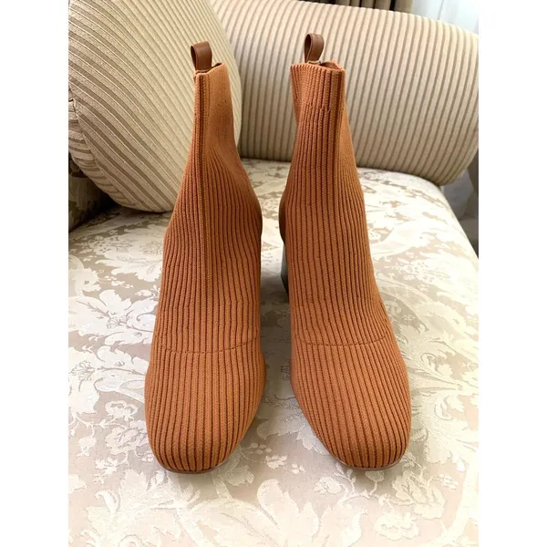 NEW Steve Madden Dimmer Knit Sock Boots in Tan - Image 5