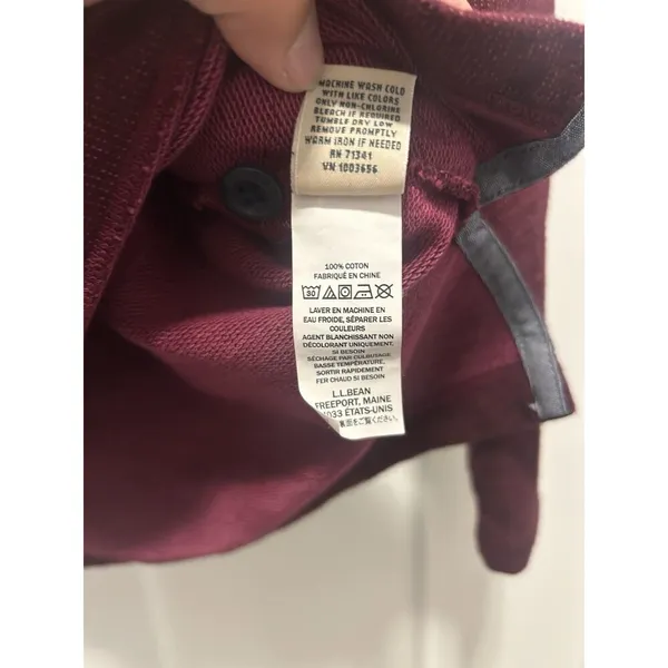 L.L. BEAN WOMEN'S LONG SLEEVE PULLOVER HOODIE With LOGO 4 Button SIZE LARGE - Image 4