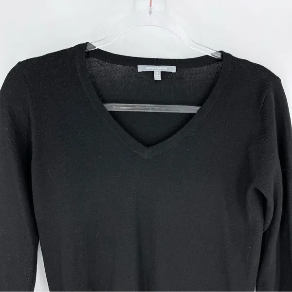 WOW Couture Fitted Ribbed V-Neck Fine‎ Gauge Sweater Black S - Image 2