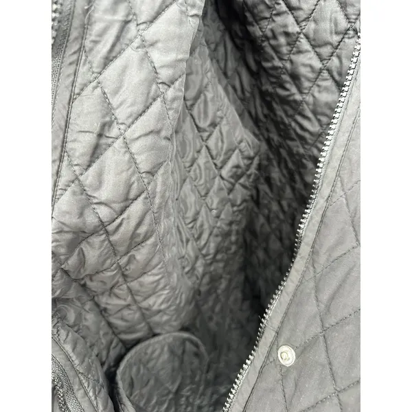 Garnet‎ Hill Black Essential Quilted Coat Snap Zip Removable Hood Sz 14 Pockets - Image 7