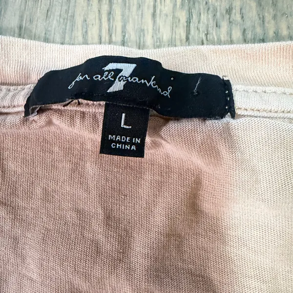 7 For All Mankind Light Pink Short Sleeve Tee - Image 4