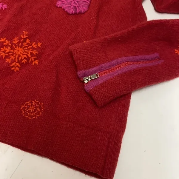 Liz Claiborne Collection‎ Red with Embroidered Snowflakes Wool - Image 3