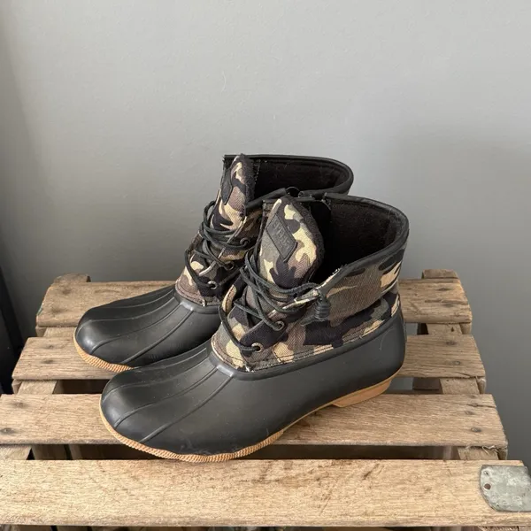 Sperry Saltwater Camo Womens Size 8.5M Water proof Lace up‎ Duck boots A53 - Image 3