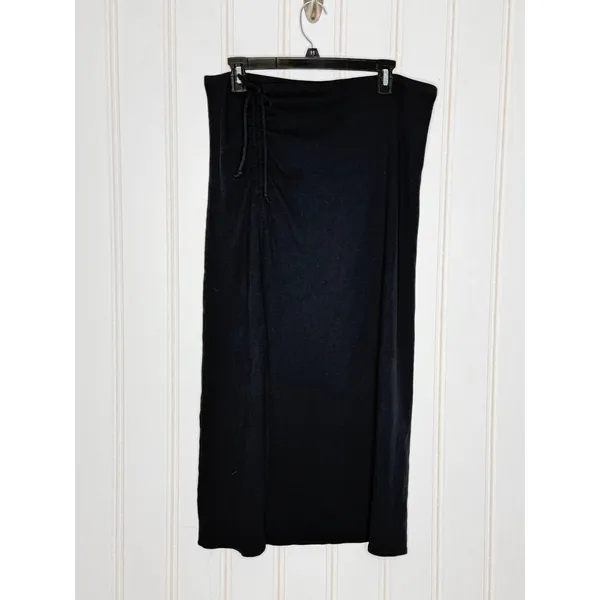 Aerie Women Black Beachwalk Ribbed Ruched Side Slit Midi Skirt XL NWT - Image 4