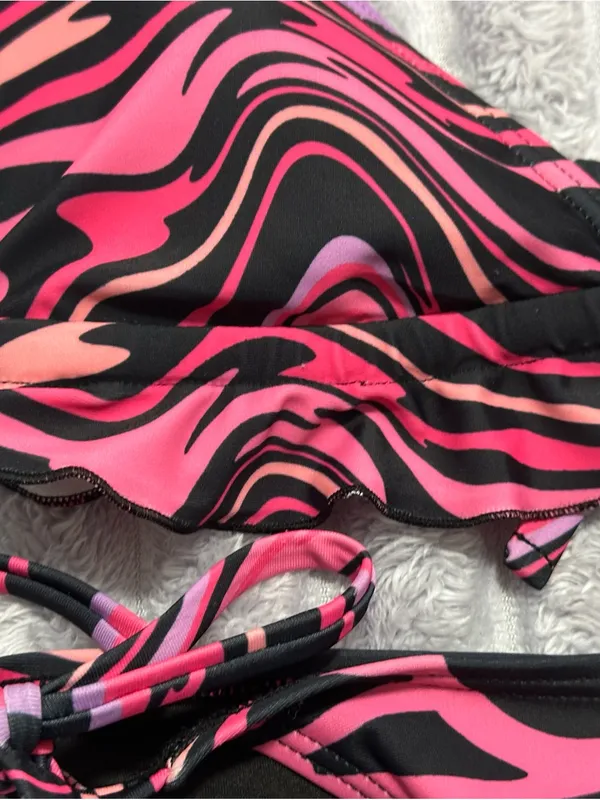 Joybik Bikini Set — Pink, Black & Purple Abstract Print — Size S — NWT - Image 2
