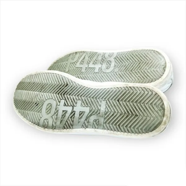 P448 John Sneaker Coated Leather Faux Fur Tongue Lace Up Shoes Size 38 - Image 7