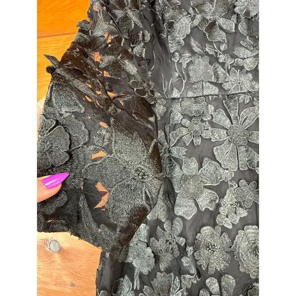 NWT Lulus Masterfully Eloquent Black 3D Floral Mini Dress Party Cocktails Sz M - Image 5