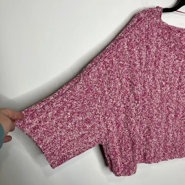 Free People Good Day Pullover pink white knit sweater boxy oversized‎ fit small - Image 3
