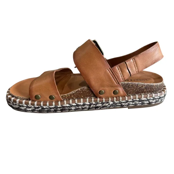 Lucky Brand Leather Sandals Women's 7M Brown Umora Platform Boho Indie Gypsy - Image 5