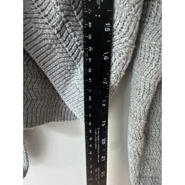 Hollister Women Gray Open Back Tie Knot Cropped Sweater XS Long Sleeve Textured - Image 5