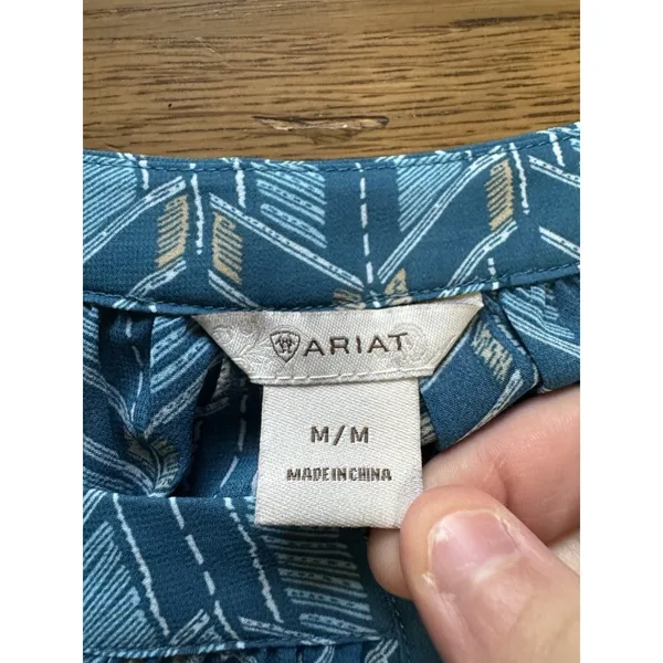 ARIAT Women Blouse Size Medium Lightweight Buttons Long Sleeve Colorful Western‎ - Image 3