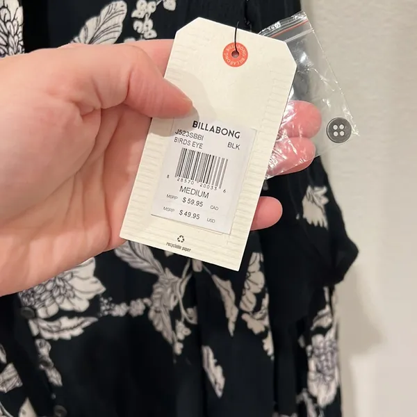 NWT Billibong Floral Tie Neck Blouse | Medium - Image 5