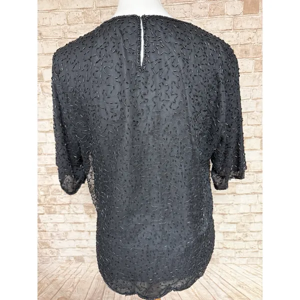 Vtg Stenay Silk Beaded Sequined Tunic Shirt Large Stunning‎ - Image 8