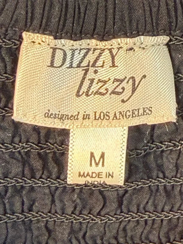 Dizzy Lizzy Black Smocked Waist Cotton Midi Dress Size M - Image 2