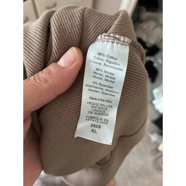 Michael Stars Wren Ribbed Tank Midi Dress Brown XL Side Slit Ruched Sleeveless - Image 6