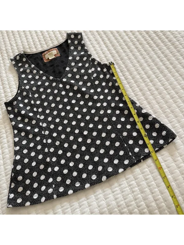 Anthropologie Maeve Polka Dot Black & White Sleeveless Blouse Top Sz M Medium - Image 4
