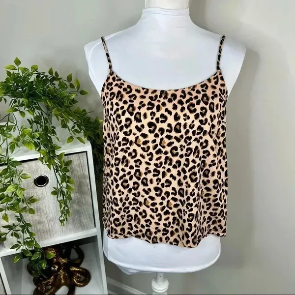 H&M Divided Beige Leopard Print Camisole Top Spaghetti Strap Tank Size 4 - Image 3