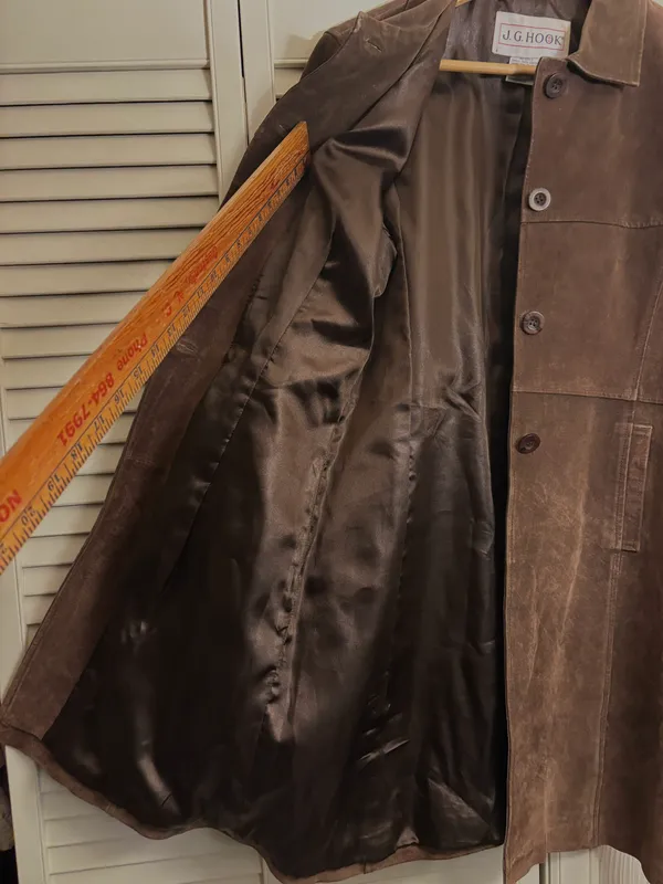 JG HOOK *VINTAGE*1990s* DARK BROWN SUEDE COAT Size M - Image 4
