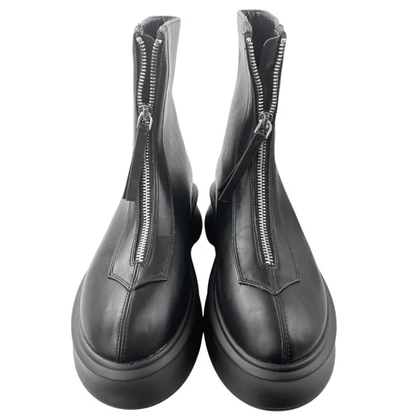 Just Fab Bria Women's Black Faux Leather Zip Up Platform Combat Boots Size 7.5 - Image 2