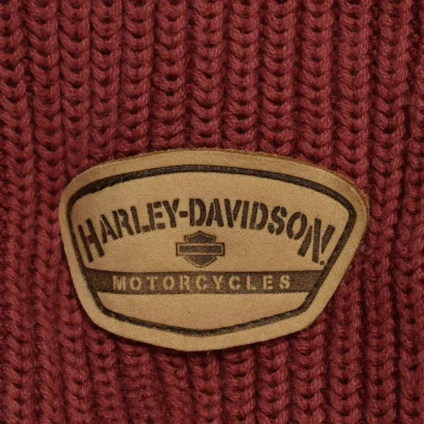 Harley-Davidson Womens XS Red Ribbed Knit Full Zip Hooded Sweater Cotton Japan - Image 4
