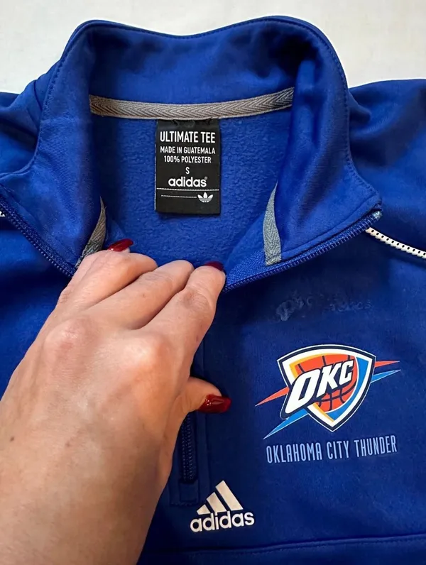 Adidas Women's Oklahoma City Thunder NBA Quarter Zip Pullover Sz S Blue - Image 2