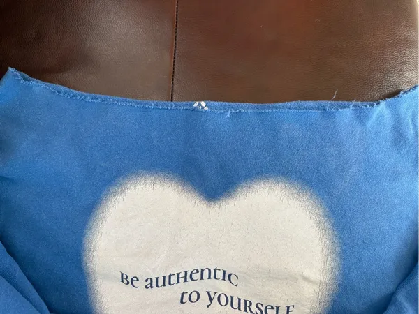 PacSun Off the Shoulder Be Authentic to Yourself Blue Crewneck Sweatshirt - Image 3