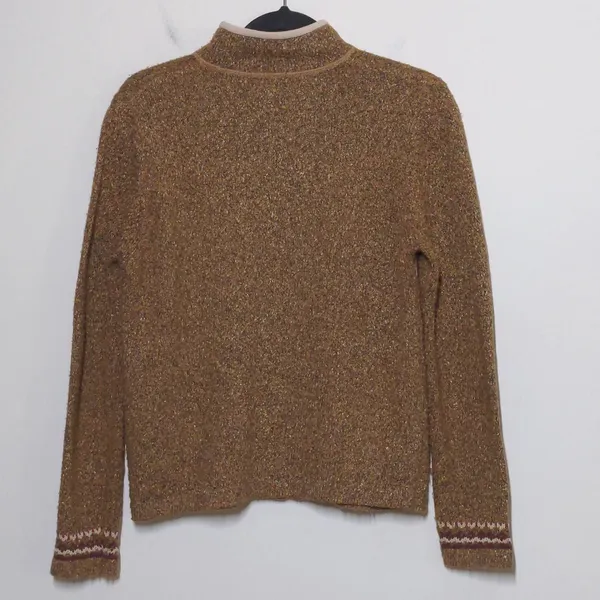 Woolrich Full Zip Cardigan with Leaf Embroidery in Fawn Heather - Size S - GUC - Image 8