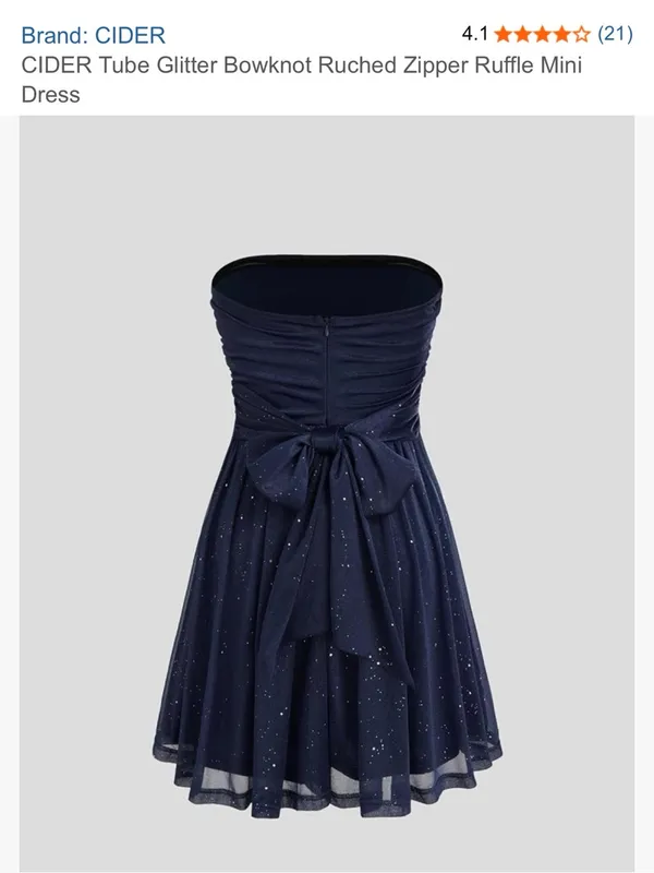 CIDER Strapless Navy Sparkle A-Line Dress - Image 2