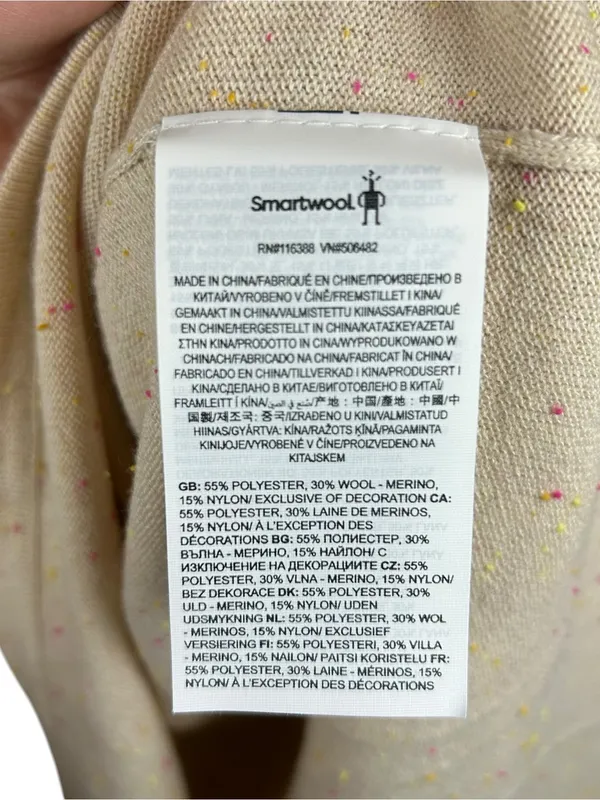 Smartwool Shadow Pine Colorblock Crew Sweater Almond Donegal Minimalist Wool M - Image 8