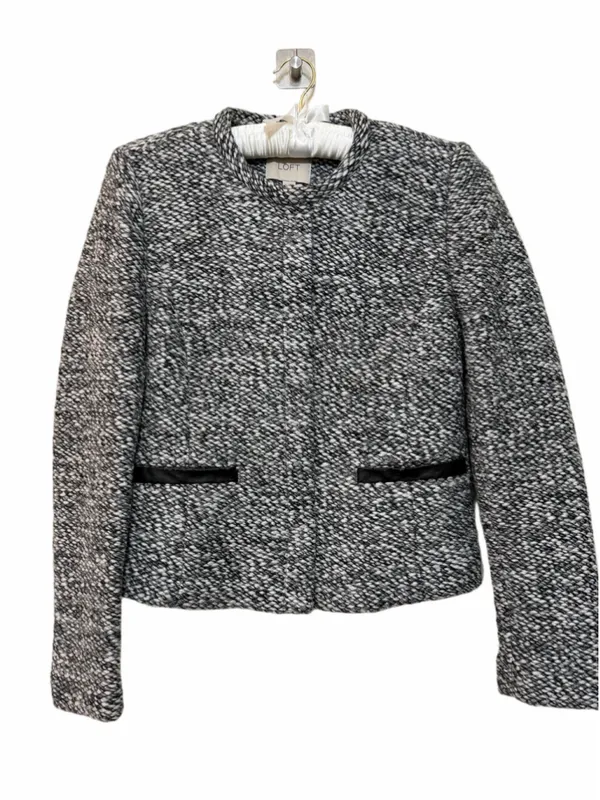 Ann Taylor Loft Women’s Chunky Tweed Collarless Wool Blend Blazer Size 4 - Image 2