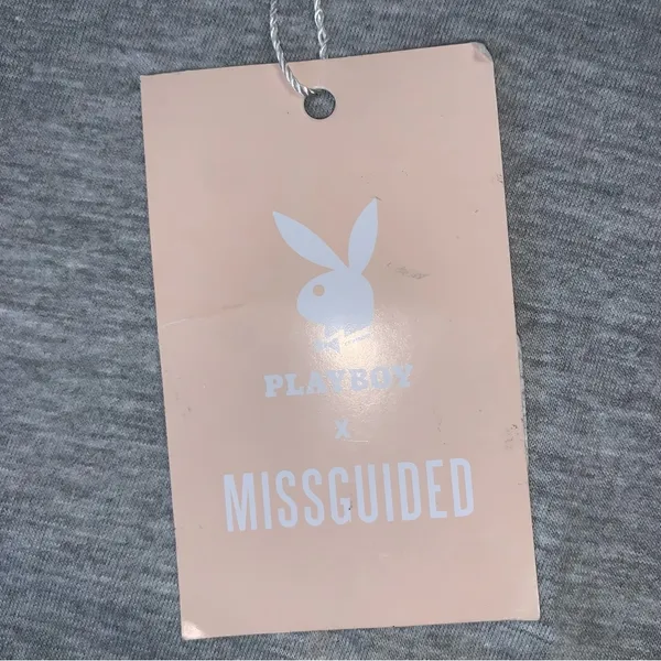 Playboy x Misguided Mission Statement T- Shirt Dress Grey/ Pink New with Tags - Image 11