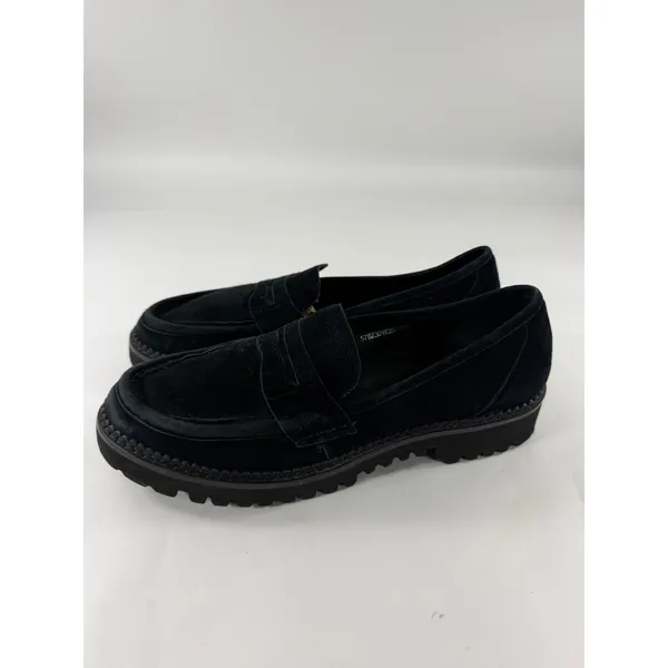 Bibi Lou Black Suede Lug Sole Penny Loafers Women Size 40 Preppy Platform Shoes - Image 3