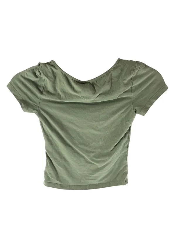 H&M Divided Green Scoop Neck Crop Top Short Sleeve XXS - Image 2