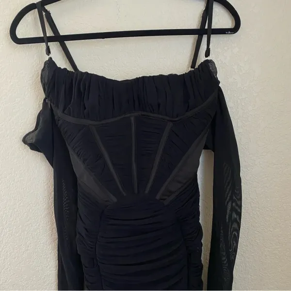 House of CB‎ Freyja black gathered corset dress size XS - Image 5