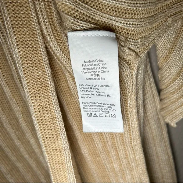 J. Crew neutral relaxed cotton linen blend collared sweater women’s size L XL - Image 11