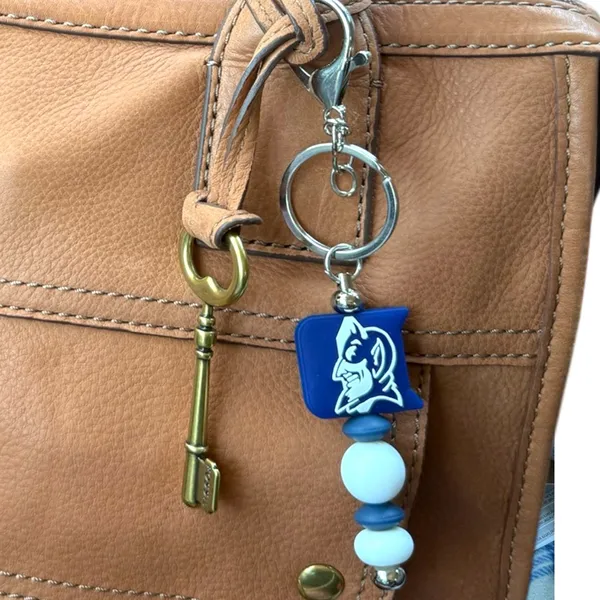 Handmade Duke Blue Devils Keychain with beads. Bag Charm, Zipper Pull. Team Spirit. - Image 4